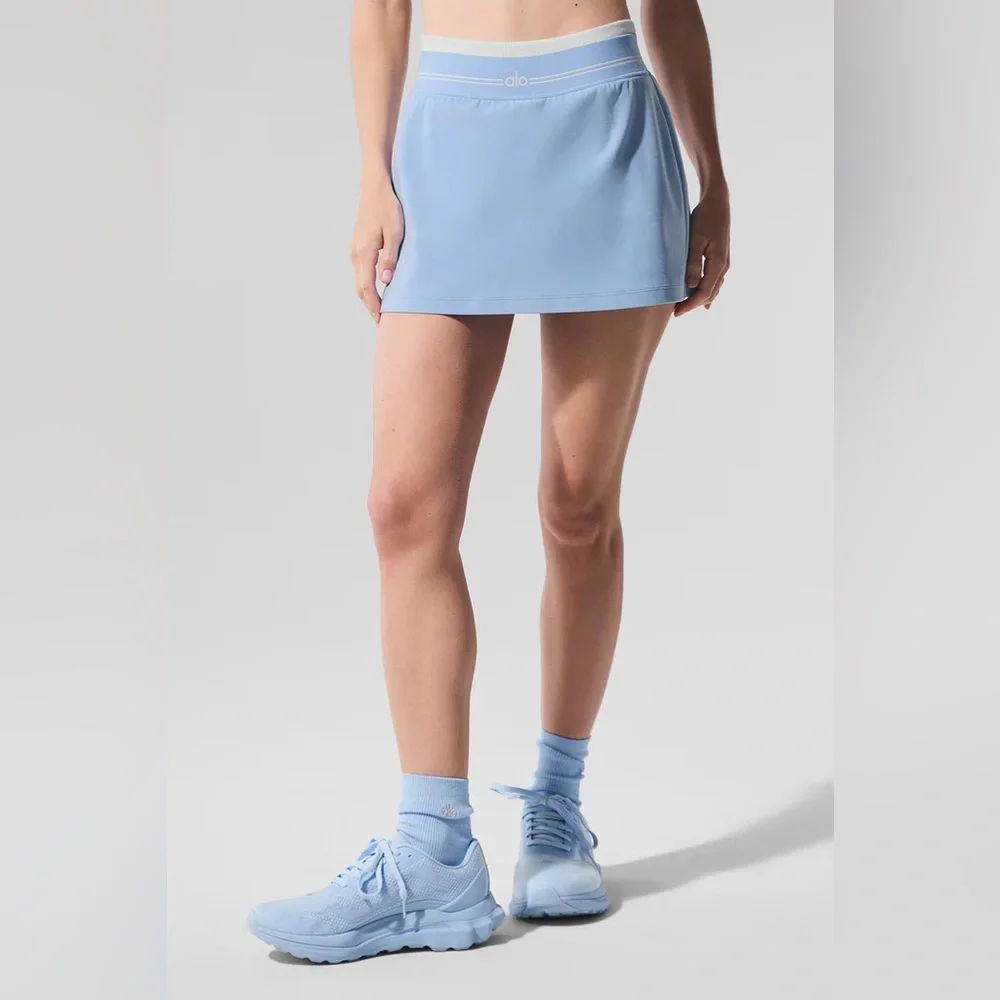 alo Airbrush Better Together Tennis Skirt Seashell Blue